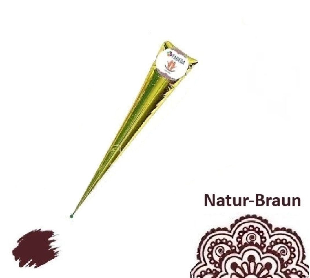 1x FADEDA Natural Henna Paste Cones Kegel (Natur-Braun), No PPD, 25g