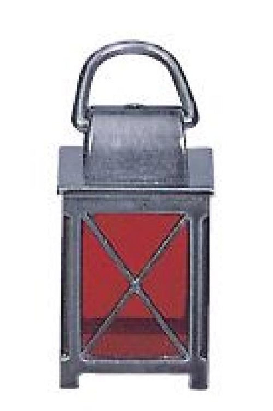 FADEDA LED Zinnlaterne mit Bügel und Einsatz rot, LxBxH in mm: 17x17x35. Für Krippen, Miniatur-, Hobby- und Modellbau, Puppenhauszubehör u. Modelleisenbahn.