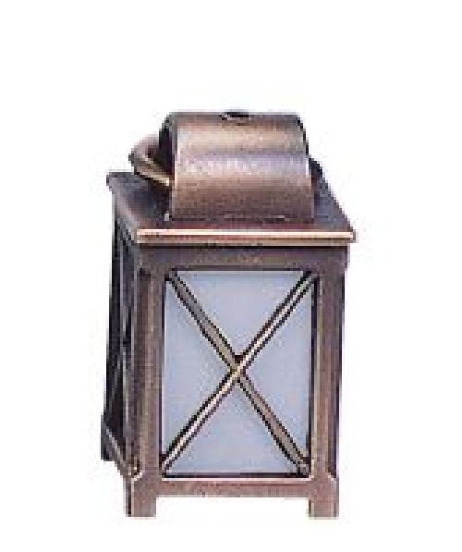 FADEDA LED Laterne Messing brüniert mit Einsatz weiß, LxBxH in mm: 15x15x35. Für Krippen, Miniatur-, Hobby- und Modellbau, Puppenhauszubehör u. Modelleisenbahn.