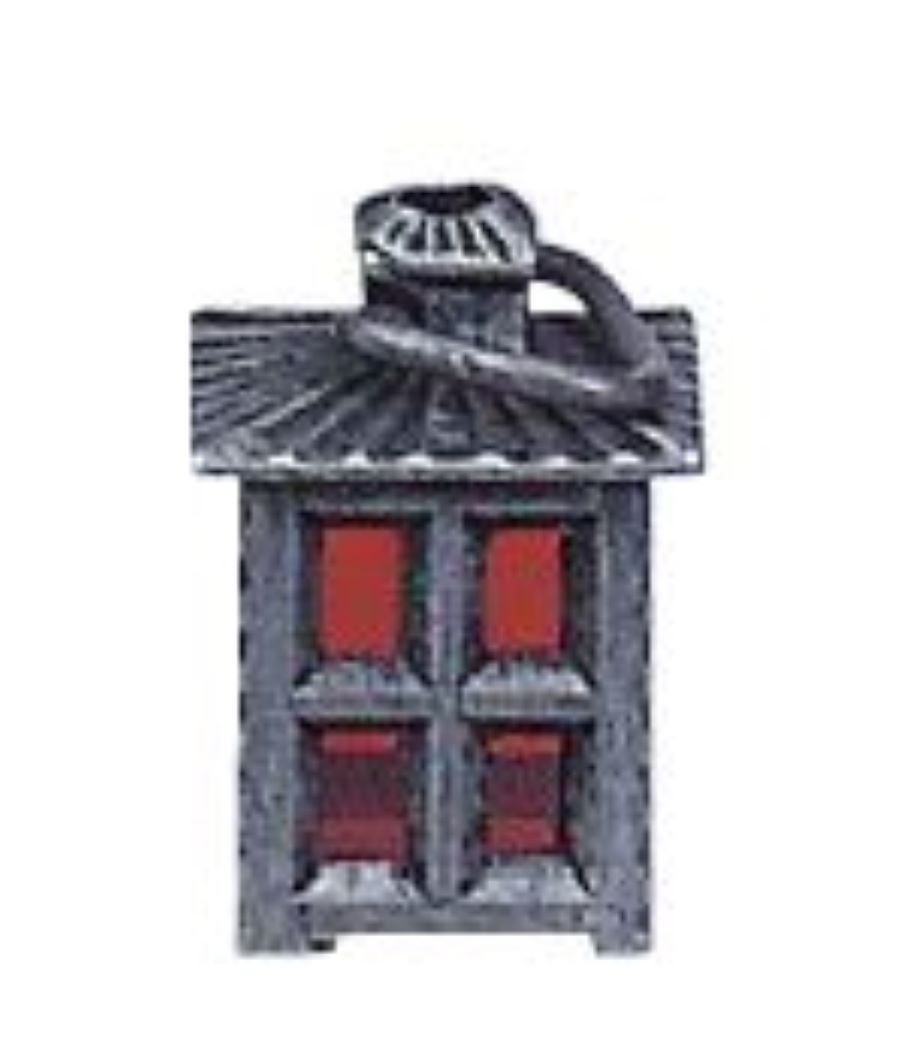 FADEDA LED Zinnlaterne mit Bügel und Einsatz rot, LxBxH in mm: 10x10x20. Für Krippen, Miniatur-, Hobby- und Modellbau, Puppenhauszubehör u. Modelleisenbahn.