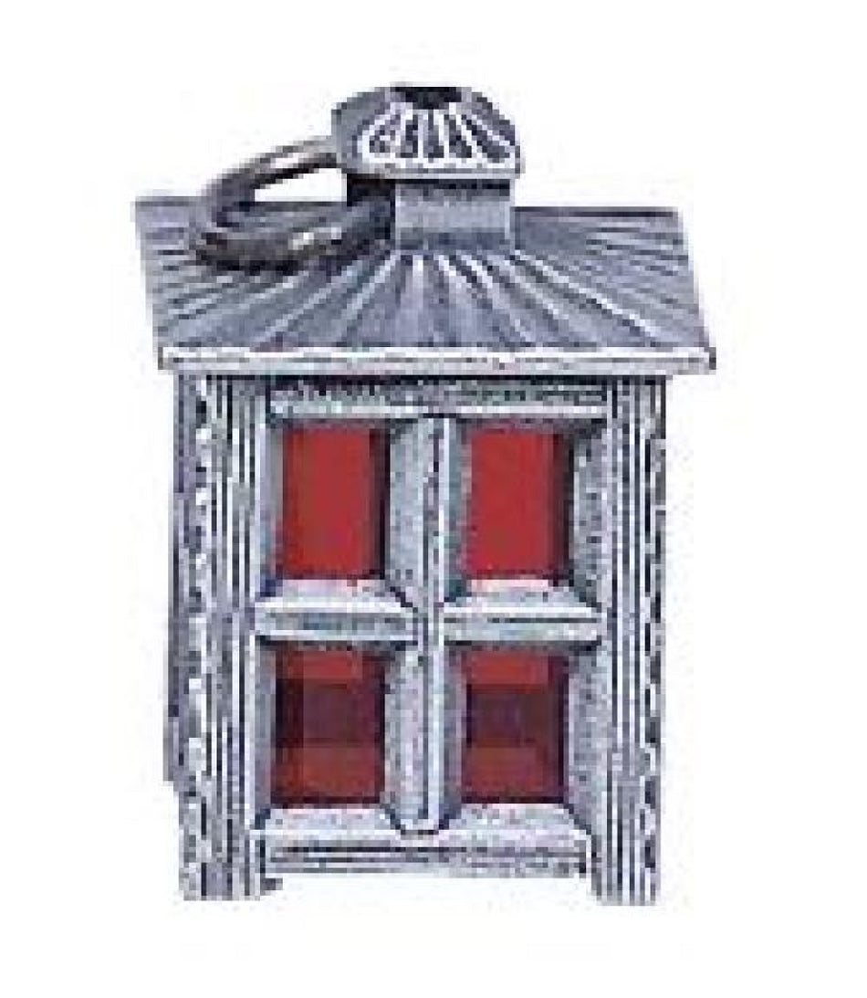 FADEDA LED Zinnlaterne mit Bügel und Einsatz rot, LxBxH in mm: 15x15x30. Für Krippen, Miniatur-, Hobby- und Modellbau, Puppenhauszubehör u. Modelleisenbahn.