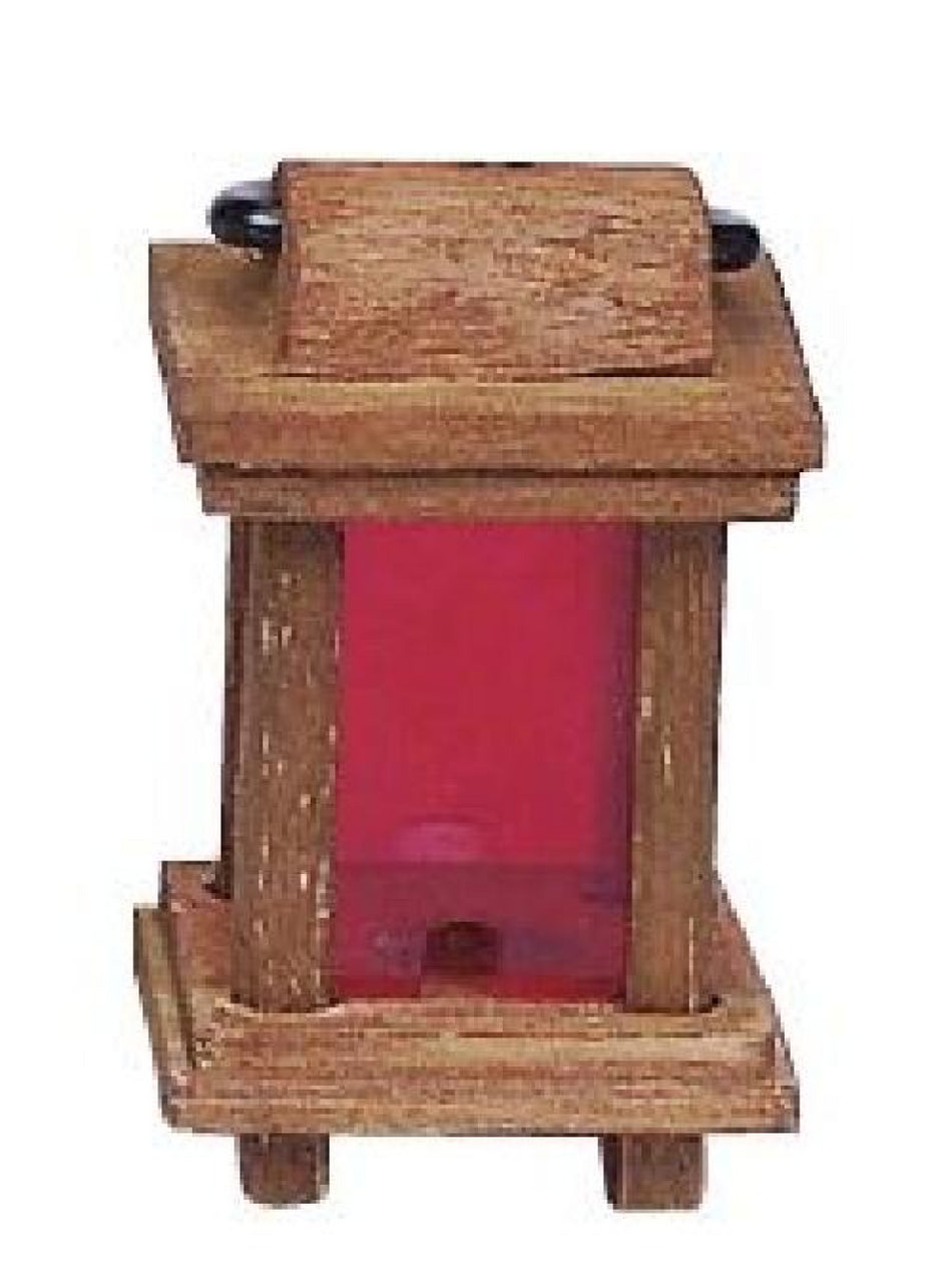 FADEDA LED Laterne wahlweise in Hell- und Dunkelholz, LxBxH in mm: 25x25x50. Für Krippen, Miniatur-, Hobby- und Modellbau, Puppenhauszubehör u. Modelleisenbahn.