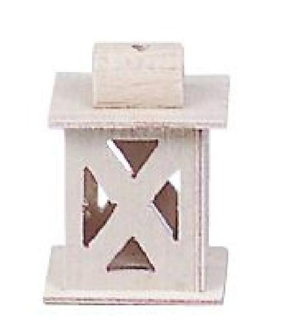 FADEDA LED Laterne aus Naturholz mit Kreuzverstrebung, LxBxH in mm: 15x15x30. Für Krippen, Miniatur-, Hobby- und Modellbau, Puppenhauszubehör u. Modelleisenbahn.