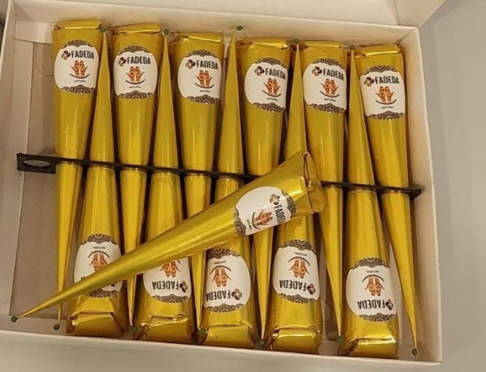 12x FADEDA 100% Natural Henna Paste Cones Kegel Natur-Braun No Mix, No PPD, 300g