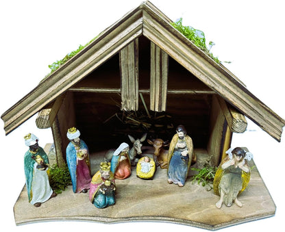 FADEDA Stall Tradition II / Höhe:18,5 cm / handbemalt / detailgetreue Krippen Figuren - Weihnachten Tisch Dekoration Krippe Zubehör