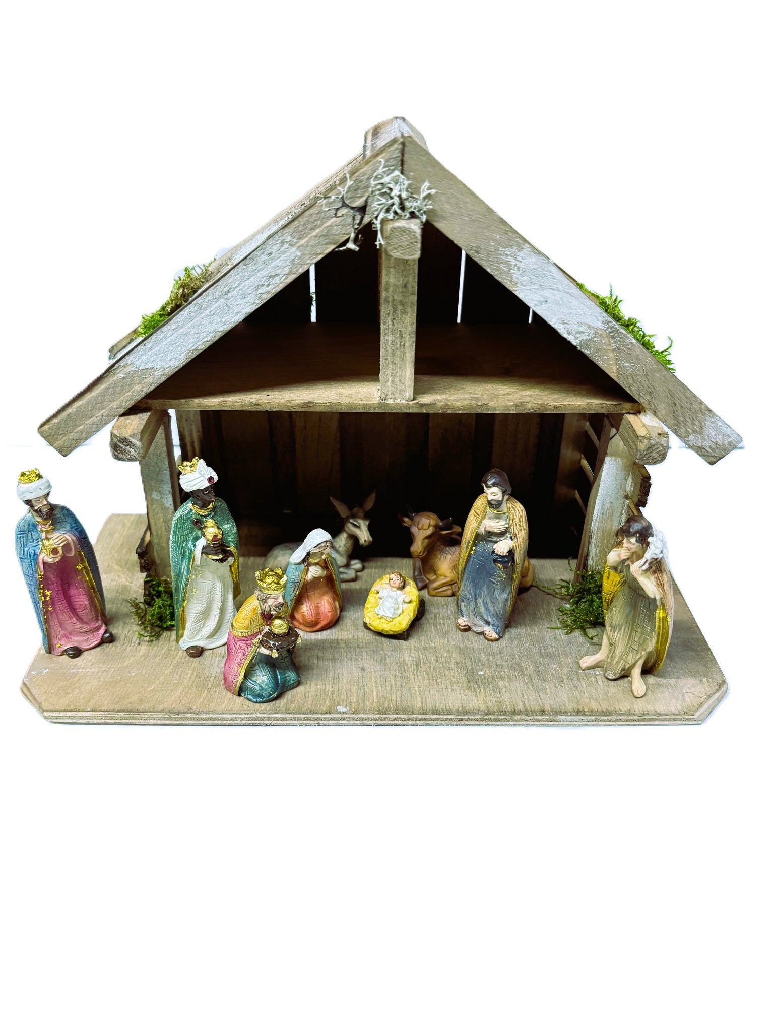 FADEDA Stall Tradition I / Höhe:18,5 cm / handbemalt / detailgetreue Krippen Figuren - Weihnachten Tisch Dekoration Krippe Zubehör