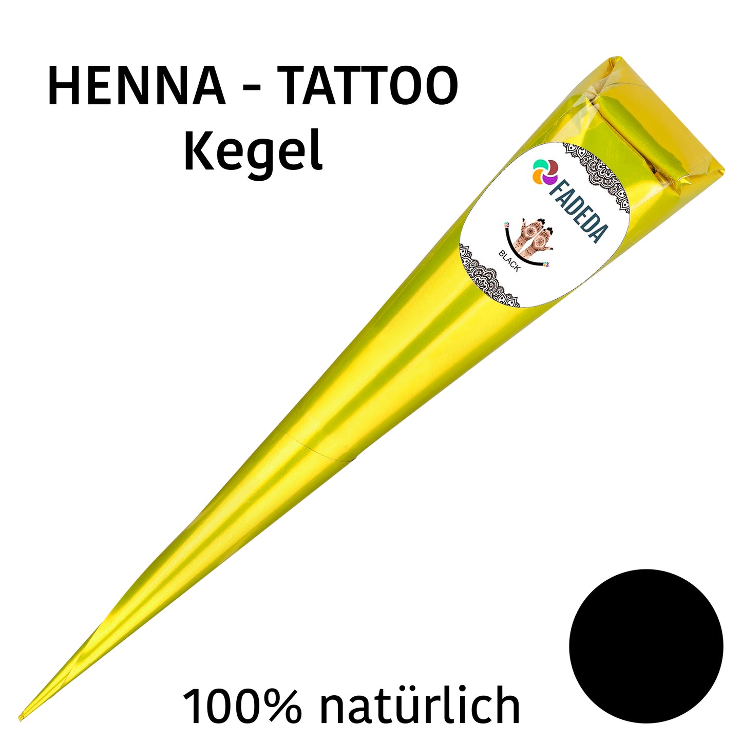 4x FADEDA 100% Natural Henna Paste Cones Kegel MIX, Naturbraun, Kastanien-Braun, Schwarz, 100g
