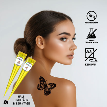 4x FADEDA 100% Natural Henna Paste Cones Kegel MIX, Naturbraun, Kastanien-Braun, Schwarz, 100g