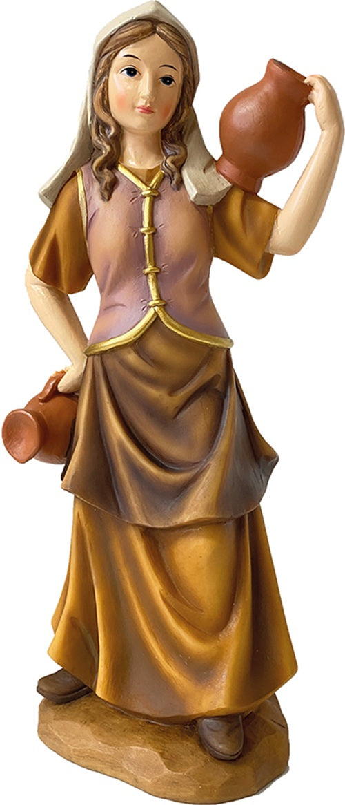FADEDA Magd mit Krügen   / Höhe:40 cm / handbemalt / detailgetreue Krippen Figuren - Weihnachten Tisch Dekoration Krippe Zubehör