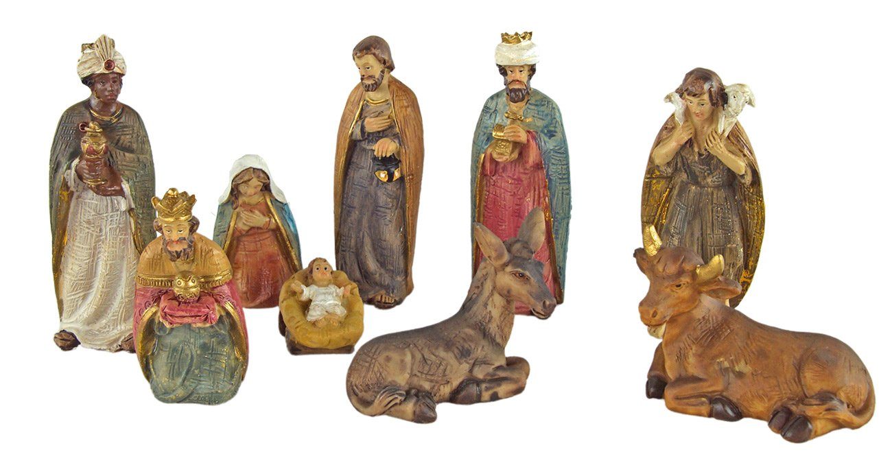 9x FADEDA Krippenfiguren / Höhe:8 cm / handbemalt / detailgetreue Krippen Figuren - Weihnachten Tisch Dekoration Krippe Zubehör