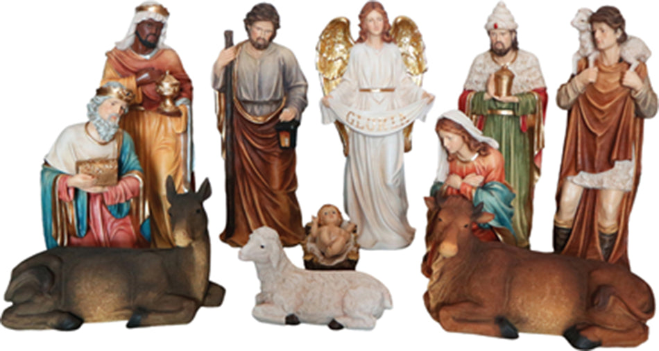 11x FADEDA Krippenfiguren / Höhe:80 cm / handbemalt / detailgetreue Krippen Figuren - Weihnachten Tisch Dekoration Krippe Zubehör