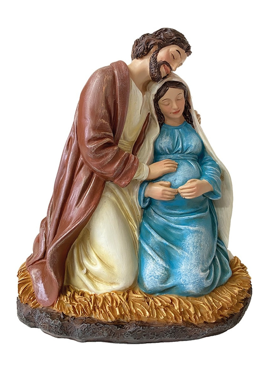 FADEDA Hlg. Familie, Krippenblock  / Höhe:14 cm / handbemalt / detailgetreue Krippen Figuren - Weihnachten Tisch Dekoration Krippe Zubehör