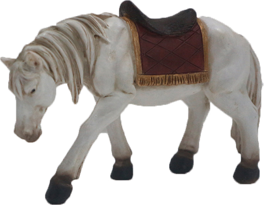 FADEDA Pferd weiß  / Höhe:9 cm / handbemalt / detailgetreue Krippen Figuren - Weihnachten Tisch Dekoration Krippe Zubehör