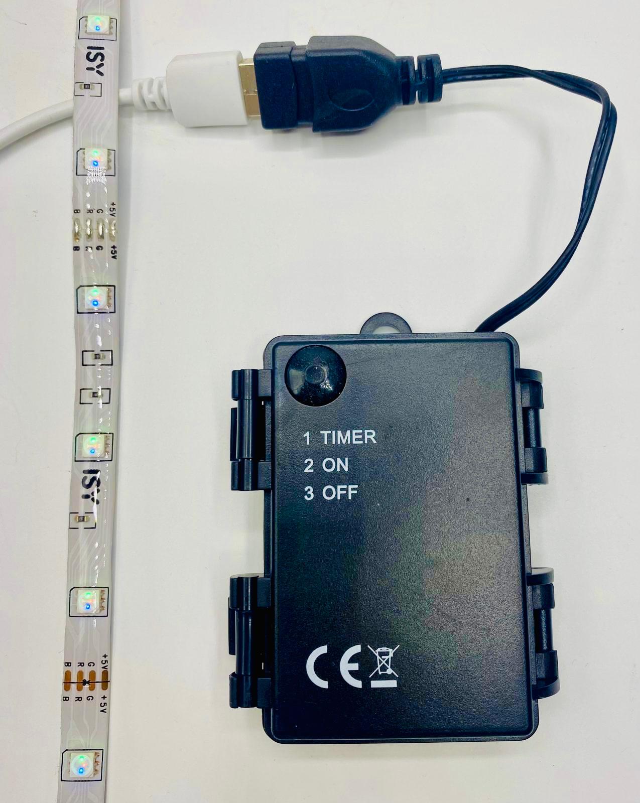 FADEDA Batteriebox f. 3x AA, ON/OFF/TIMER 6 Std. Betrieb/ 18 Std. Pause/USB-Anschluss  / Höhe: 1 cm / 10cm USB Kabel / detailgetreue Krippen Figuren - Weihnachten Tisch Dekoration Krippe Zubehör