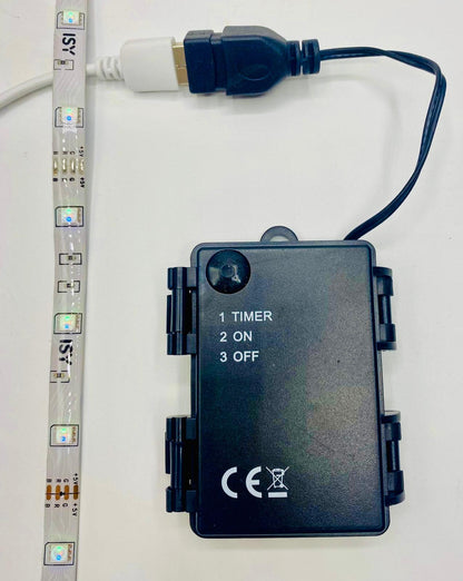 FADEDA Batteriebox f. 3x AA, ON/OFF/TIMER 6 Std. Betrieb/ 18 Std. Pause/USB-Anschluss  / Höhe: 1 cm / 10cm USB Kabel / detailgetreue Krippen Figuren - Weihnachten Tisch Dekoration Krippe Zubehör