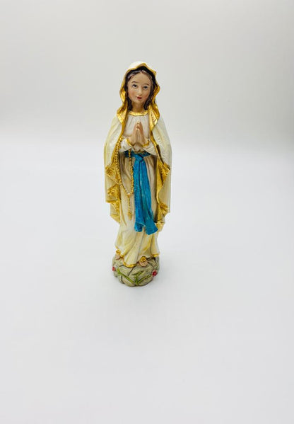 FADEDA Madonna Lourdes in Holzoptik   / Höhe:20 cm / handbemalt / detailgetreue Krippen Figuren - Weihnachten Tisch Dekoration Krippe Zubehör