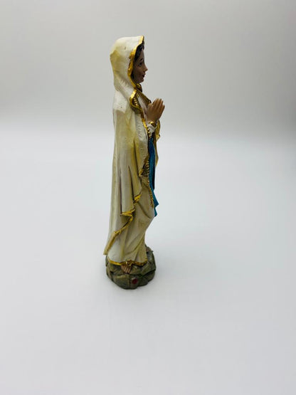 FADEDA Madonna Lourdes in Holzoptik   / Höhe:20 cm / handbemalt / detailgetreue Krippen Figuren - Weihnachten Tisch Dekoration Krippe Zubehör
