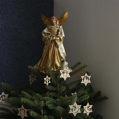 FADEDA Engel mit Stoffkleid, gold  / Höhe:35 cm / handbemalt / detailgetreue Krippen Figuren - Weihnachten Tisch Dekoration Krippe Zubehör