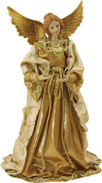 FADEDA Engel mit Stoffkleid, gold  / Höhe:35 cm / handbemalt / detailgetreue Krippen Figuren - Weihnachten Tisch Dekoration Krippe Zubehör