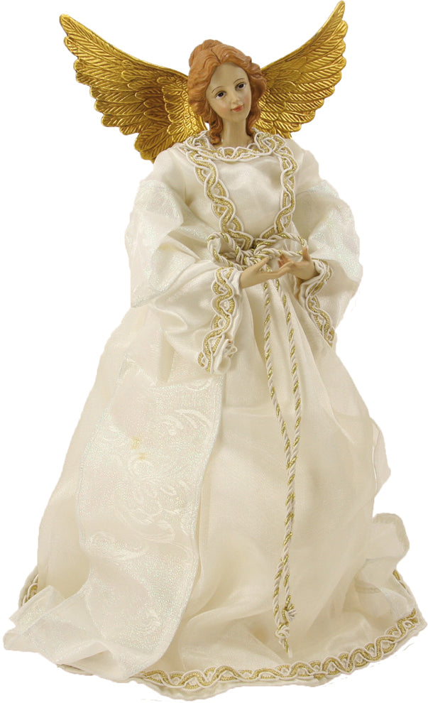 FADEDA Engel mit Stoffkleid, weiß  / Höhe:35 cm / handbemalt / detailgetreue Krippen Figuren - Weihnachten Tisch Dekoration Krippe Zubehör