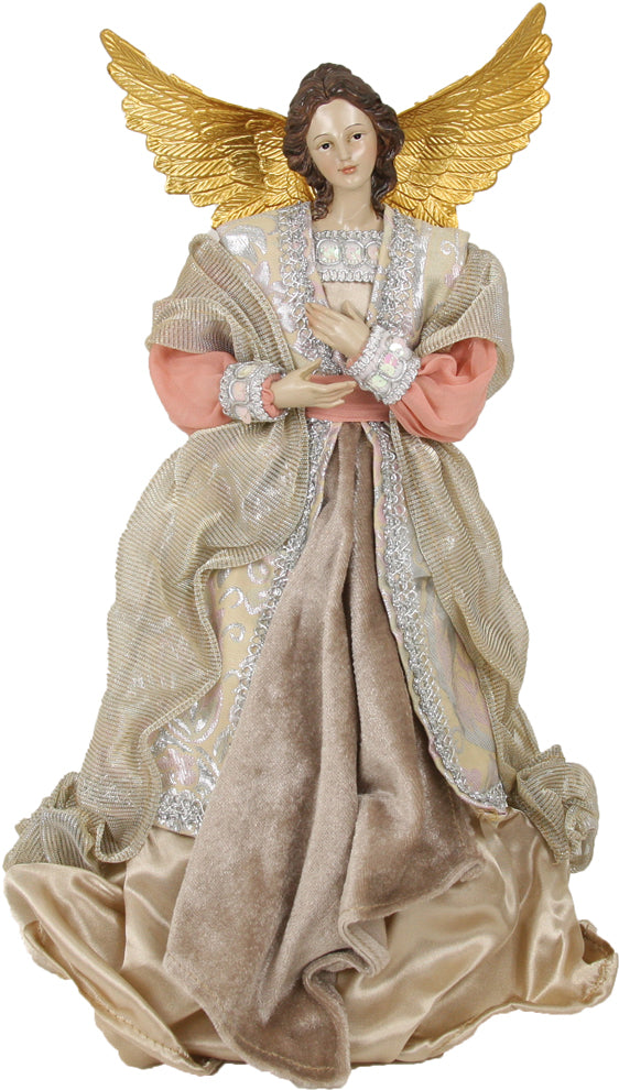 FADEDA Engel mit Stoffkleid, rose  / Höhe:28 cm / handbemalt / detailgetreue Krippen Figuren - Weihnachten Tisch Dekoration Krippe Zubehör
