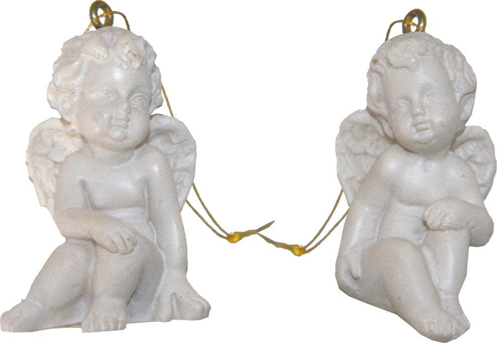 2x FADEDA Engel mit Goldfaden, weiß  / Höhe:5 cm / handbemalt / detailgetreue Krippen Figuren - Weihnachten Tisch Dekoration Krippe Zubehör