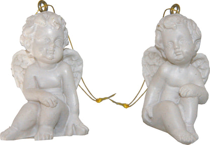 2x FADEDA Engel mit Goldfaden, weiß  / Höhe:5 cm / handbemalt / detailgetreue Krippen Figuren - Weihnachten Tisch Dekoration Krippe Zubehör