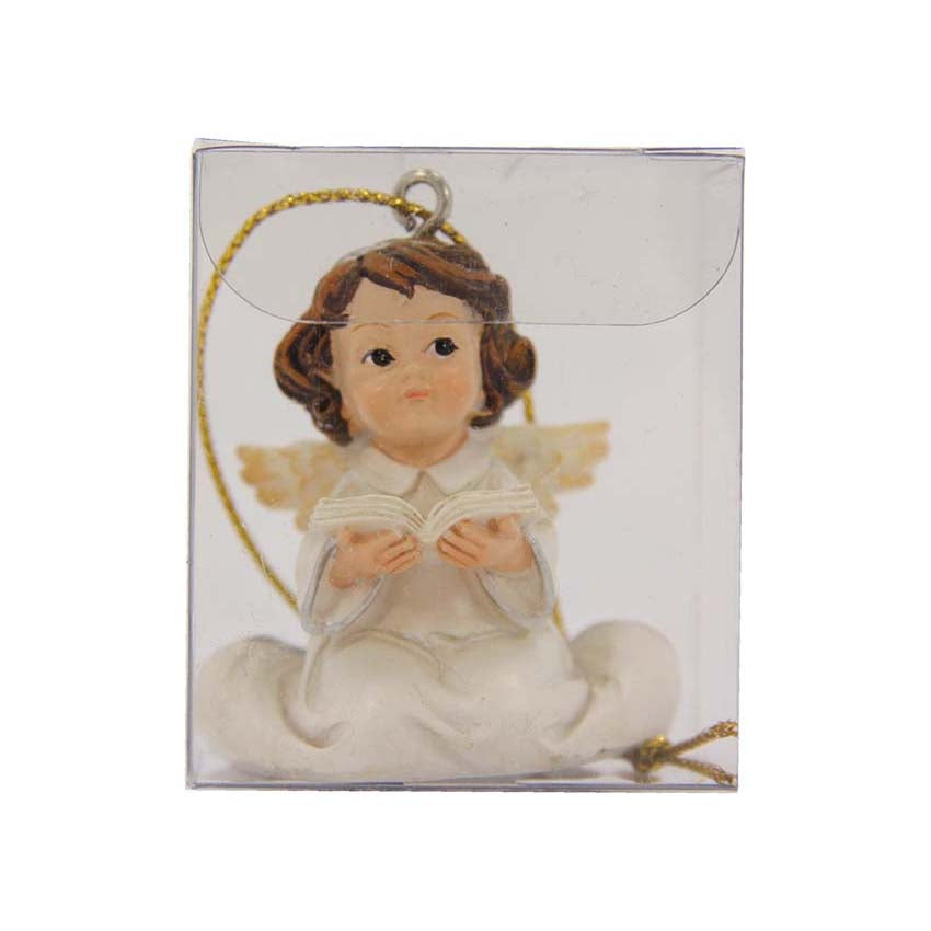 2x FADEDA Schutzengelchen mit Goldfaden  / Höhe:4 cm / handbemalt / detailgetreue Krippen Figuren - Weihnachten Tisch Dekoration Krippe Zubehör