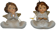 2x FADEDA Schutzengelchen mit Goldfaden  / Höhe:4 cm / handbemalt / detailgetreue Krippen Figuren - Weihnachten Tisch Dekoration Krippe Zubehör
