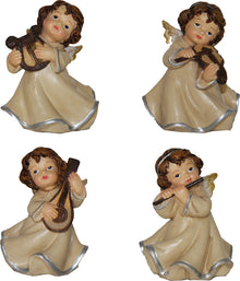 4x FADEDA Engel musizierend, mit Faden  / Höhe:5 cm / handbemalt / detailgetreue Krippen Figuren - Weihnachten Tisch Dekoration Krippe Zubehör
