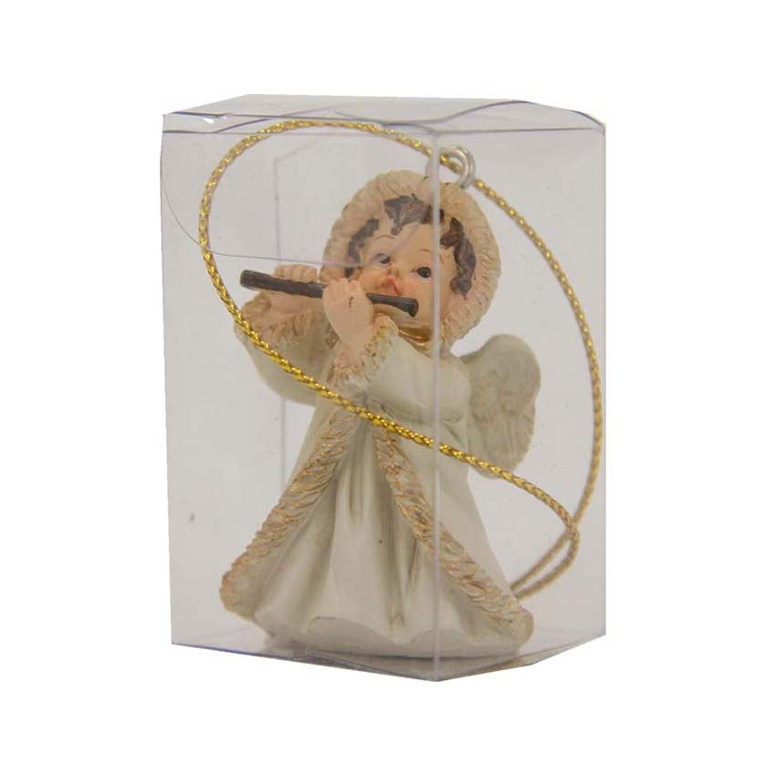 4x FADEDA Winterengelchen mit Faden  / Höhe:5 cm / handbemalt / detailgetreue Krippen Figuren - Weihnachten Tisch Dekoration Krippe Zubehör