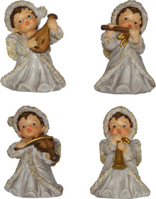 4x FADEDA Winterengelchen mit Faden  / Höhe:5 cm / handbemalt / detailgetreue Krippen Figuren - Weihnachten Tisch Dekoration Krippe Zubehör