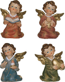 4x FADEDA Engelchen mit Goldfaden  / Höhe:5 cm / handbemalt / detailgetreue Krippen Figuren - Weihnachten Tisch Dekoration Krippe Zubehör