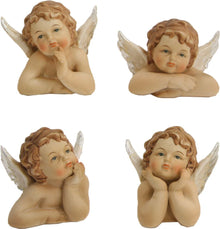 4x FADEDA Engelsbüsten  / Höhe:7 cm / handbemalt / detailgetreue Krippen Figuren - Weihnachten Tisch Dekoration Krippe Zubehör