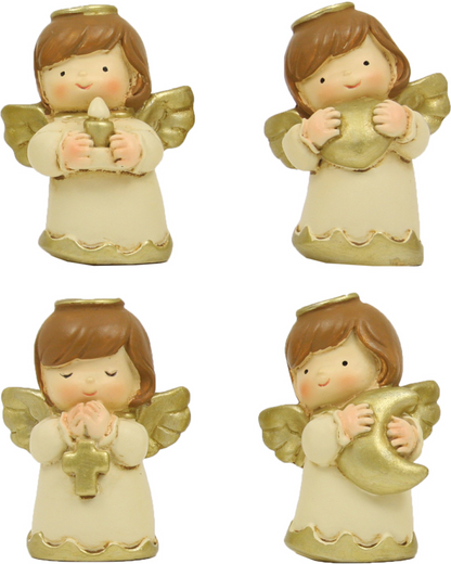 4x FADEDA Engel kindlich mit Heiligenschein  / Höhe:6 cm / handbemalt / detailgetreue Krippen Figuren - Weihnachten Tisch Dekoration Krippe Zubehör