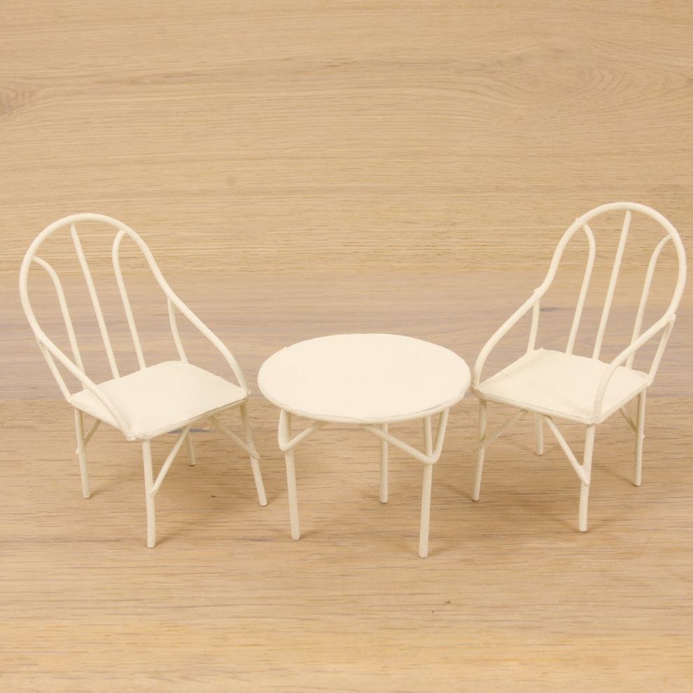 3x FADEDA Sitzgruppe mini, weiß / Höhe:6 cm / handbemalt / detailgetreue Krippen Figuren - Weihnachten Tisch Dekoration Krippe Zubehör