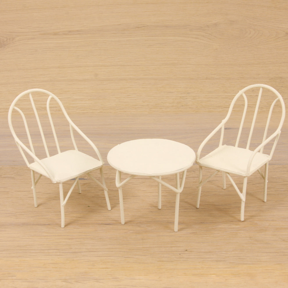 3x FADEDA Sitzgruppe, weiß  / Höhe:9 cm / handbemalt / detailgetreue Krippen Figuren - Weihnachten Tisch Dekoration Krippe Zubehör