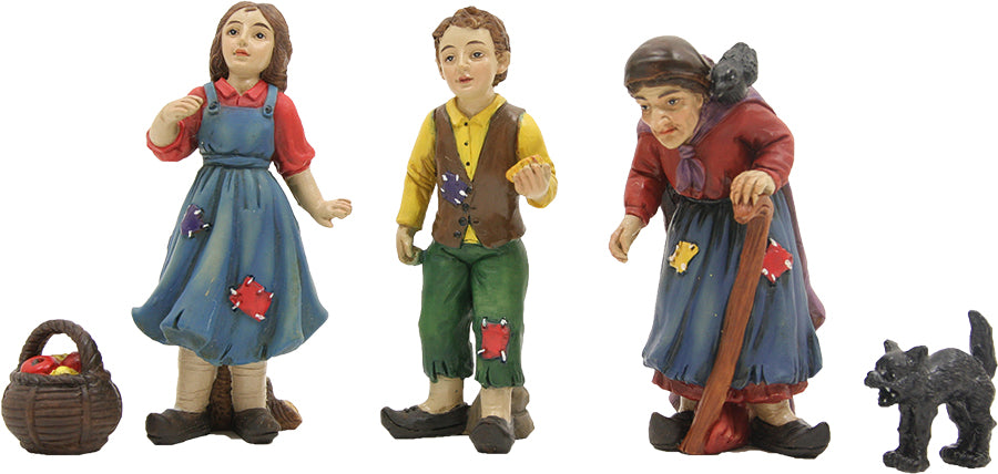 5x FADEDA Hänsel und Gretel  / Höhe:10 cm / handbemalt / detailgetreue Krippen Figuren - Weihnachten Tisch Dekoration Krippe Zubehör