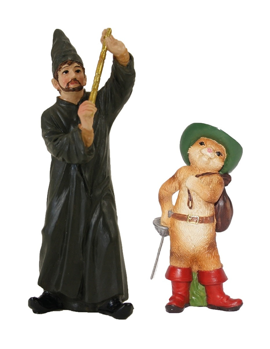 2x FADEDA Der gestiefelte Kater  / Höhe:8 cm / handbemalt / detailgetreue Krippen Figuren - Weihnachten Tisch Dekoration Krippe Zubehör