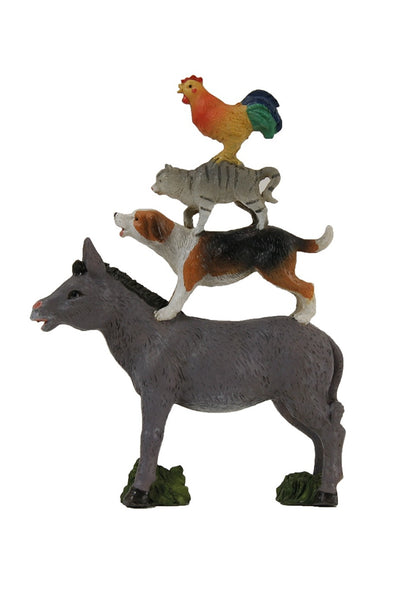 FADEDA Die Bremer Stadtmusikanten  / Höhe:9 cm / handbemalt / detailgetreue Krippen Figuren - Weihnachten Tisch Dekoration Krippe Zubehör