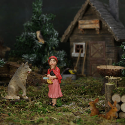 2x FADEDA Rotkäppchen und der böse Wolf  / Höhe:8 cm / handbemalt / detailgetreue Krippen Figuren - Weihnachten Tisch Dekoration Krippe Zubehör