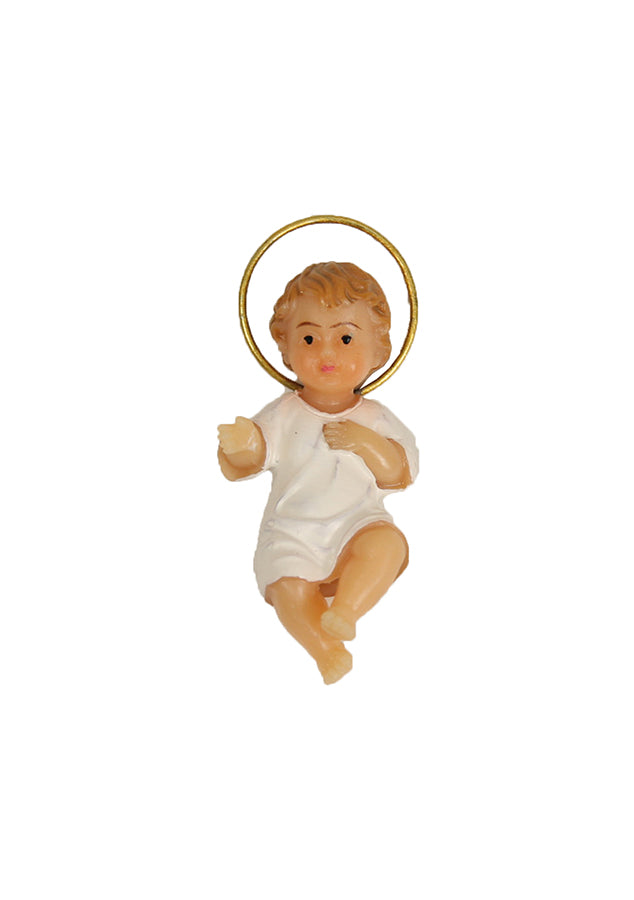 FADEDA Jesuskind mit Kleid und Heiligenschein  / Höhe:3 cm / handbemalt / detailgetreue Krippen Figuren - Weihnachten Tisch Dekoration Krippe Zubehör