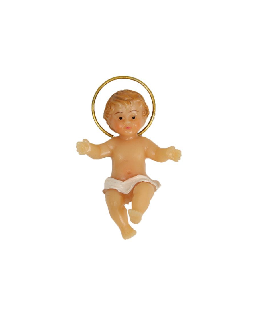 FADEDA Jesuskind mit Heiligenschein  / Höhe:4 cm / handbemalt / detailgetreue Krippen Figuren - Weihnachten Tisch Dekoration Krippe Zubehör