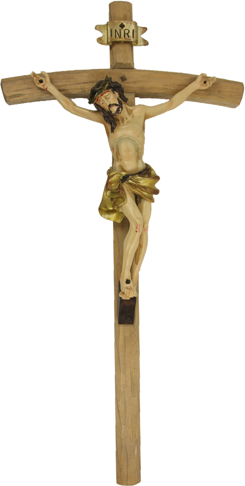 FADEDA Kreuz, gold  / Höhe:15 cm / handbemalt / detailgetreue Krippen Figuren - Weihnachten Tisch Dekoration Krippe Zubehör