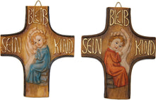 2x FADEDA Kreuz "Bleib sein Kind"  / Höhe:13 cm / handbemalt / detailgetreue Krippen Figuren - Weihnachten Tisch Dekoration Krippe Zubehör