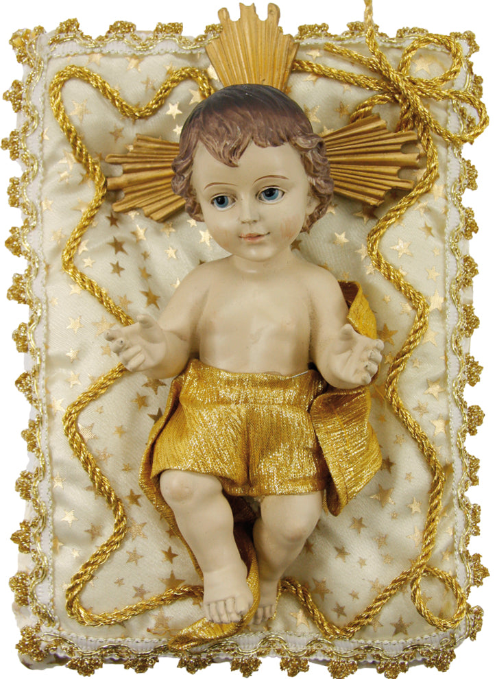 FADEDA Jesuskind auf Kissen, creme  / Höhe:24 cm / handbemalt / detailgetreue Krippen Figuren - Weihnachten Tisch Dekoration Krippe Zubehör
