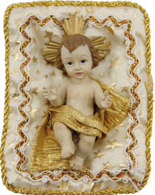 FADEDA Jesuskind auf Kissen, creme  / Höhe:12 cm / handbemalt / detailgetreue Krippen Figuren - Weihnachten Tisch Dekoration Krippe Zubehör