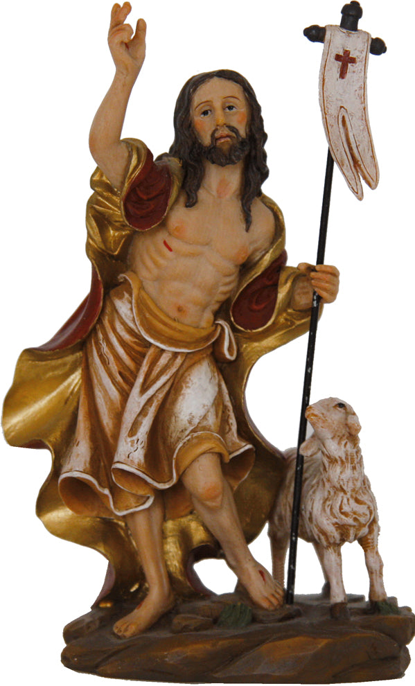 FADEDA Jesus Auferstehung mit Lamm  / Höhe:14 cm / handbemalt / detailgetreue Krippen Figuren - Weihnachten Tisch Dekoration Krippe Zubehör