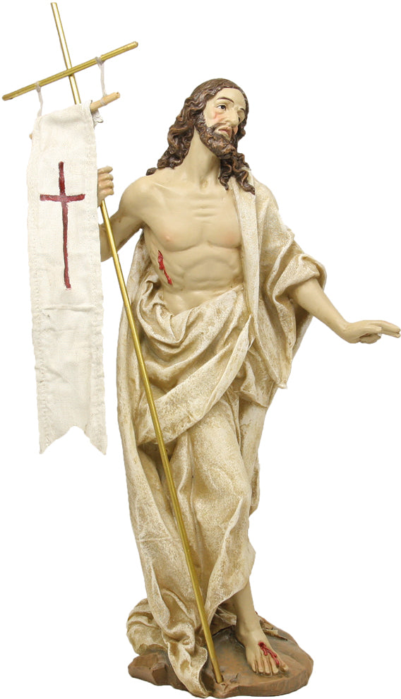 1x FADEDA Jesus Auferstehung  / Höhe:30 cm / handbemalt / detailgetreue Krippen Figuren - Weihnachten Tisch Dekoration Krippe Zubehör