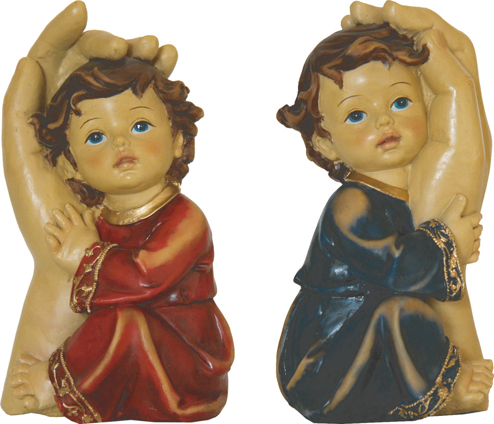 2x FADEDA Schützende Hand farbig  / Höhe:12 cm / handbemalt / detailgetreue Krippen Figuren - Weihnachten Tisch Dekoration Krippe Zubehör